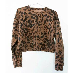 Old Navy Active Leopard Print Cropped Crew Neck Sweater